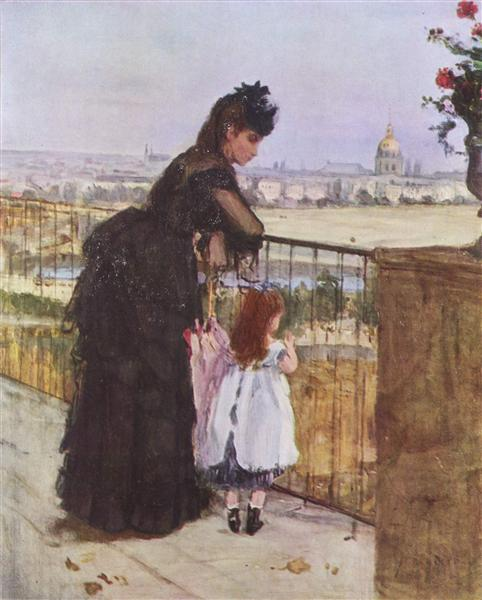 <p>Woman and Child on the Balcony</p>