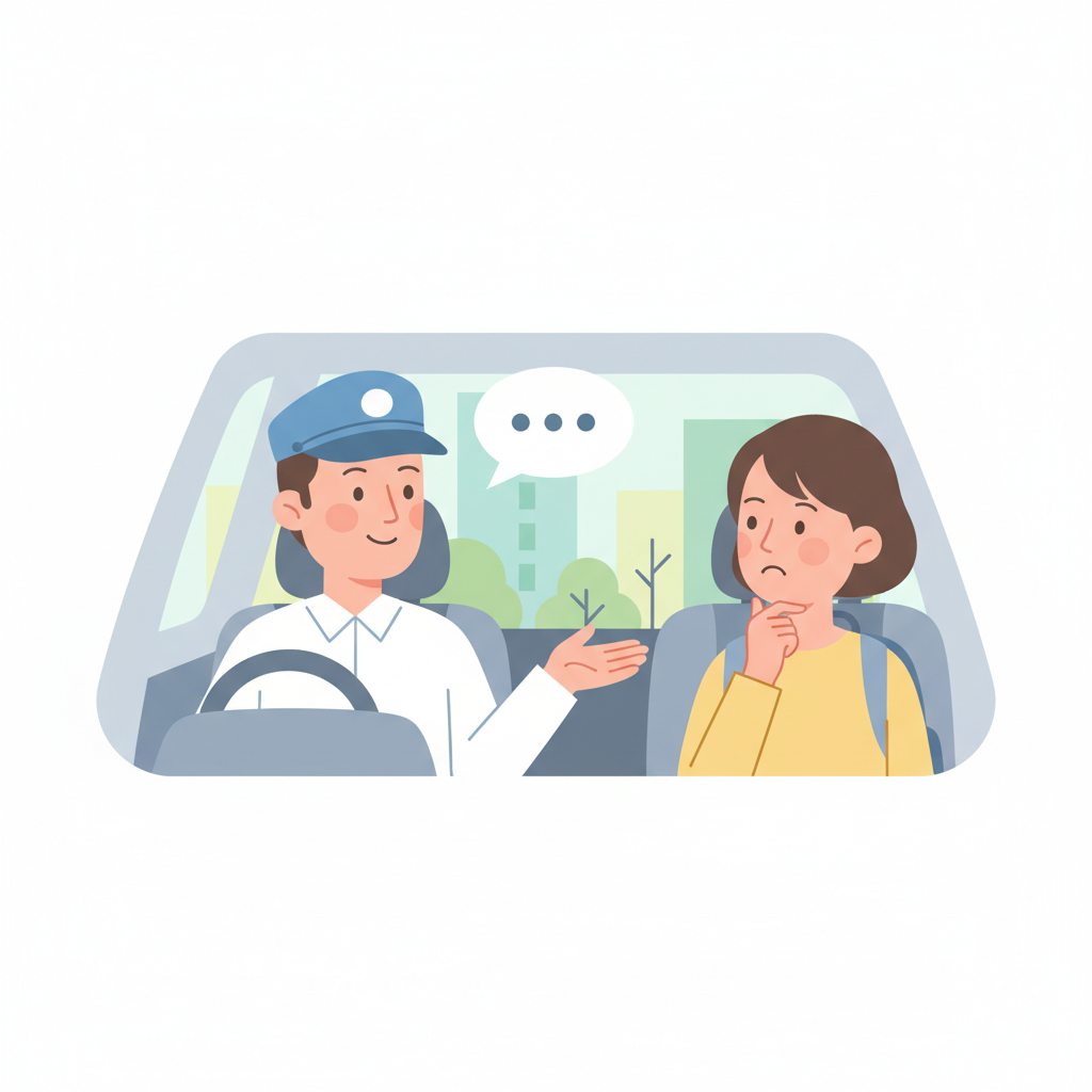 <p>Quý khách đi đâu ạ?<br><br>どちらまでですか。</p>