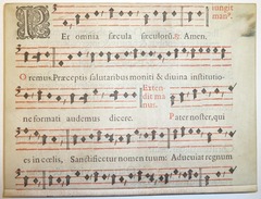 <p>-the earliest form of notation in Western art music</p><p>-small notational symbols; originally indicating the direction of the melodic line</p><p>-later in the shapes of squares or diamonds positioned on a staff and representing specific pitches (Example in picture)</p>