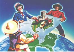 <p>NAFTA; regional alliance founded in 1993 and consists of Canada, Mexico, and the United States; the world's second largest free-trade zone</p>
