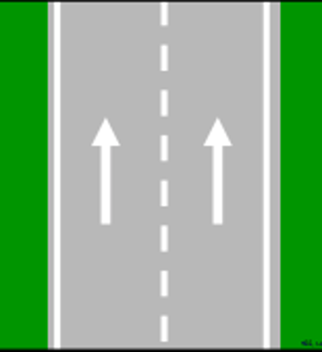 <p>one-direction roadway- passing permitted</p>