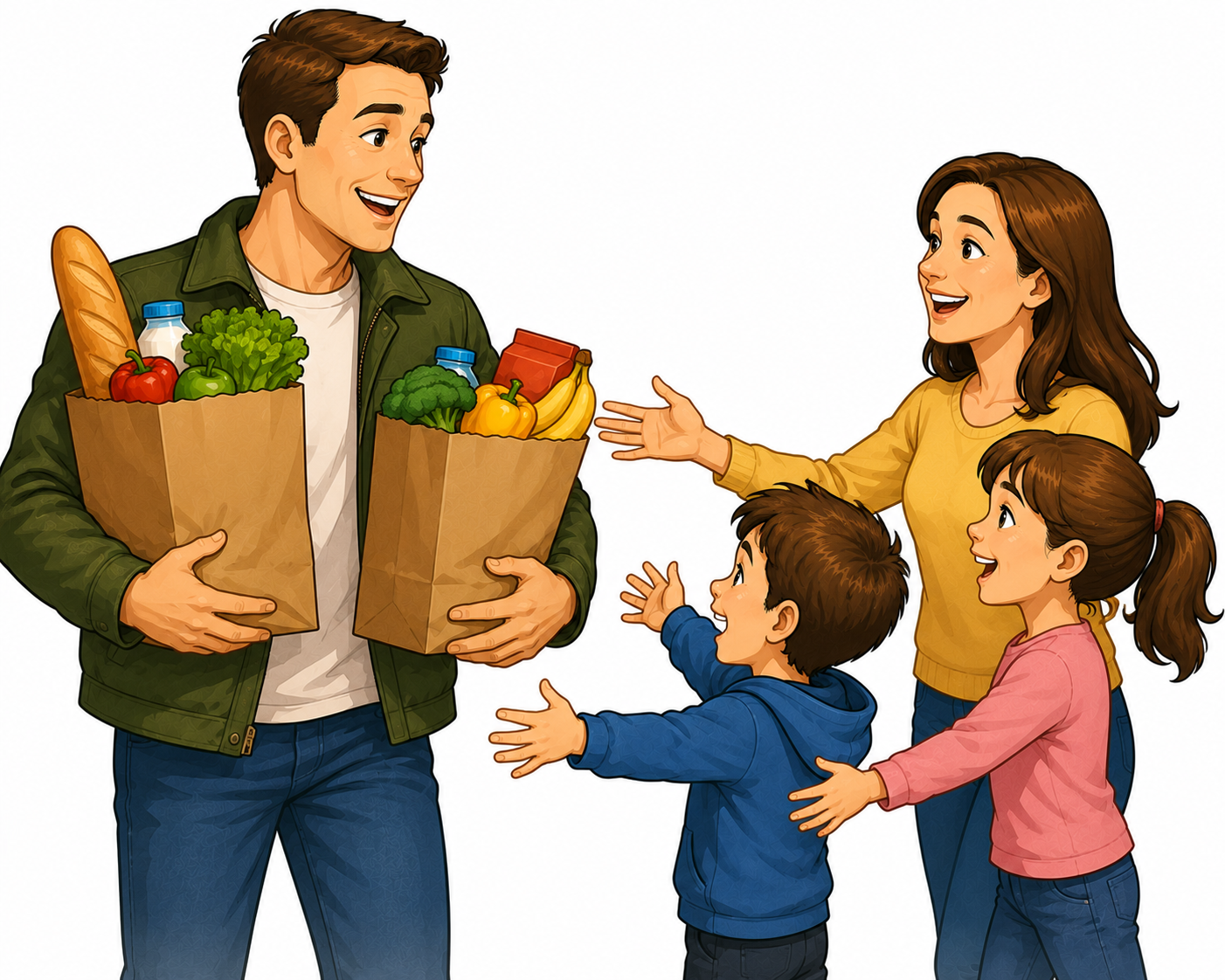 <p>He works hard to provide for his family.</p>