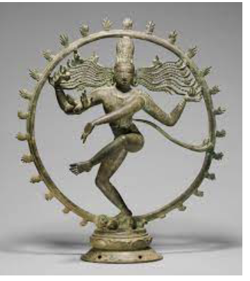<p>What object is this deity holding in his upper right hand?</p>
