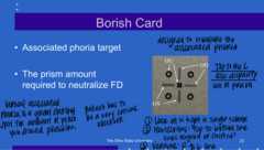 <p>What can BOTH EYES see when the Borish Card is used as an associated phoria target?</p>