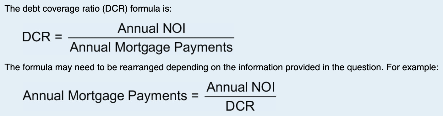 <p>Debt coverage ratio (DCR)</p>