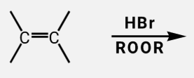 <p>addition of HBr with peroxide</p>