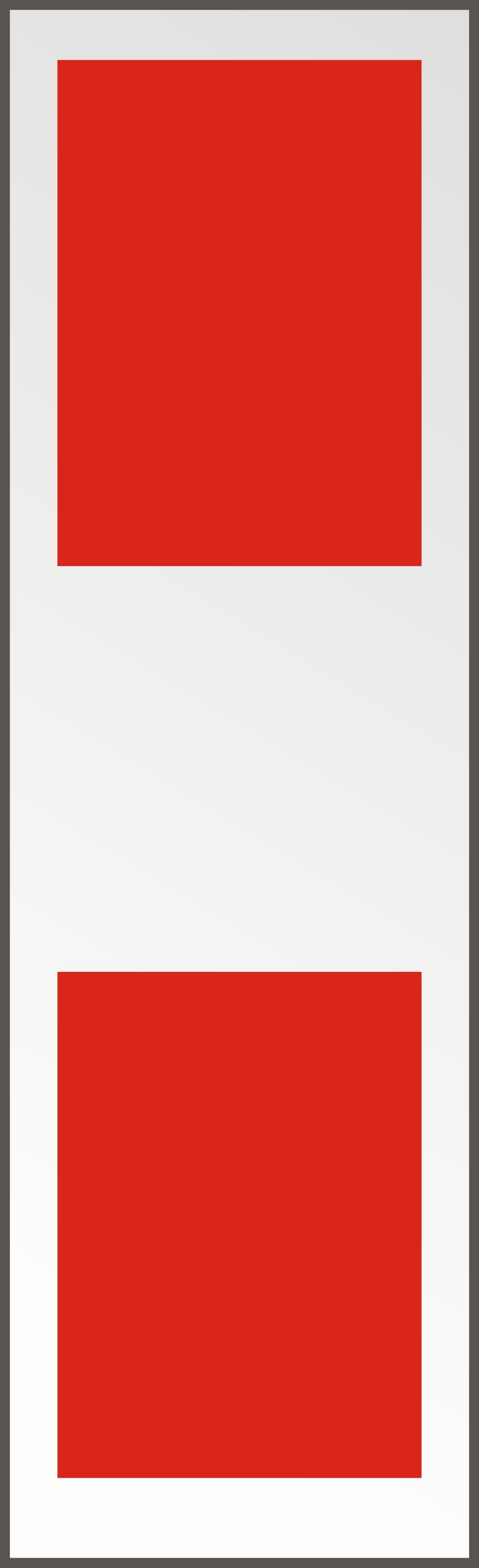 <p>Single bar device with a red background and one silver break</p>