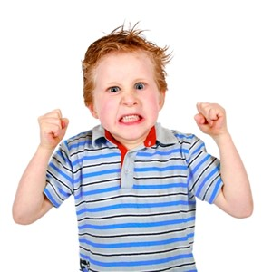 <p>angry </p><p>When someone is angry, they may want to speak loudly or fight.</p>