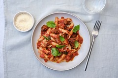 <p>The dish that started it all. We wont mess with the OG recipe: The Bolognese is braised all day and served with our penne pasta, parmesan, and basil.</p><p>*noodles contains egg*</p><p>Add ons: none</p><p>Modifications: No parmesan</p><p>Allergens: Dairy, Egg</p>