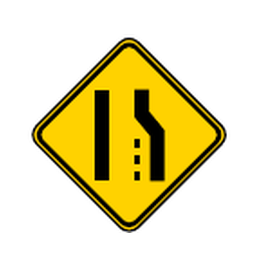 <p>What does a lane reduction sign mean?</p>