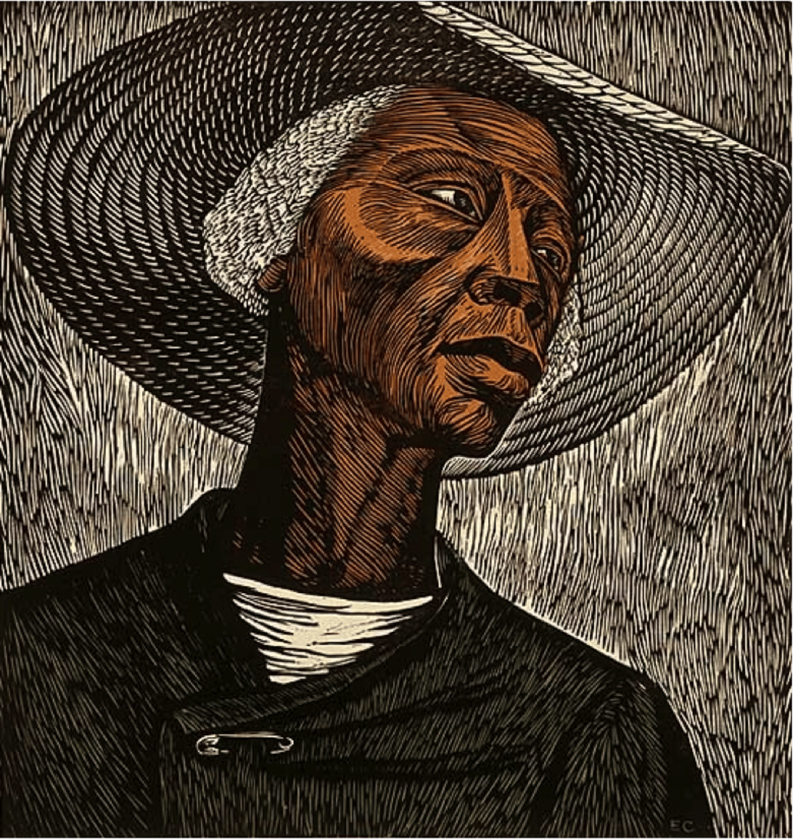 <p>A relief process in printmaking, in which an artist cuts away negative spaces from a block of linoleum, leaving raised areas to take ink for printing.</p>
