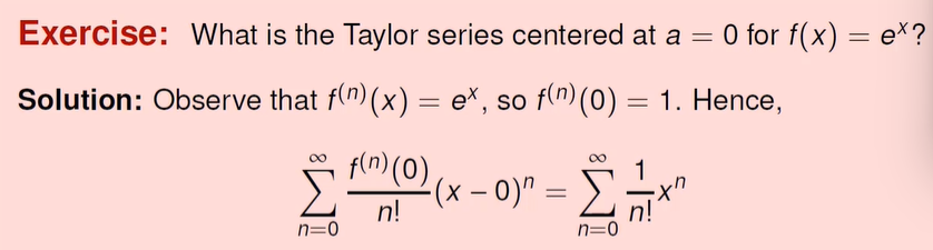 <p>This is because any derivative of e<sup>x</sup> is always e<sup>x</sup></p>