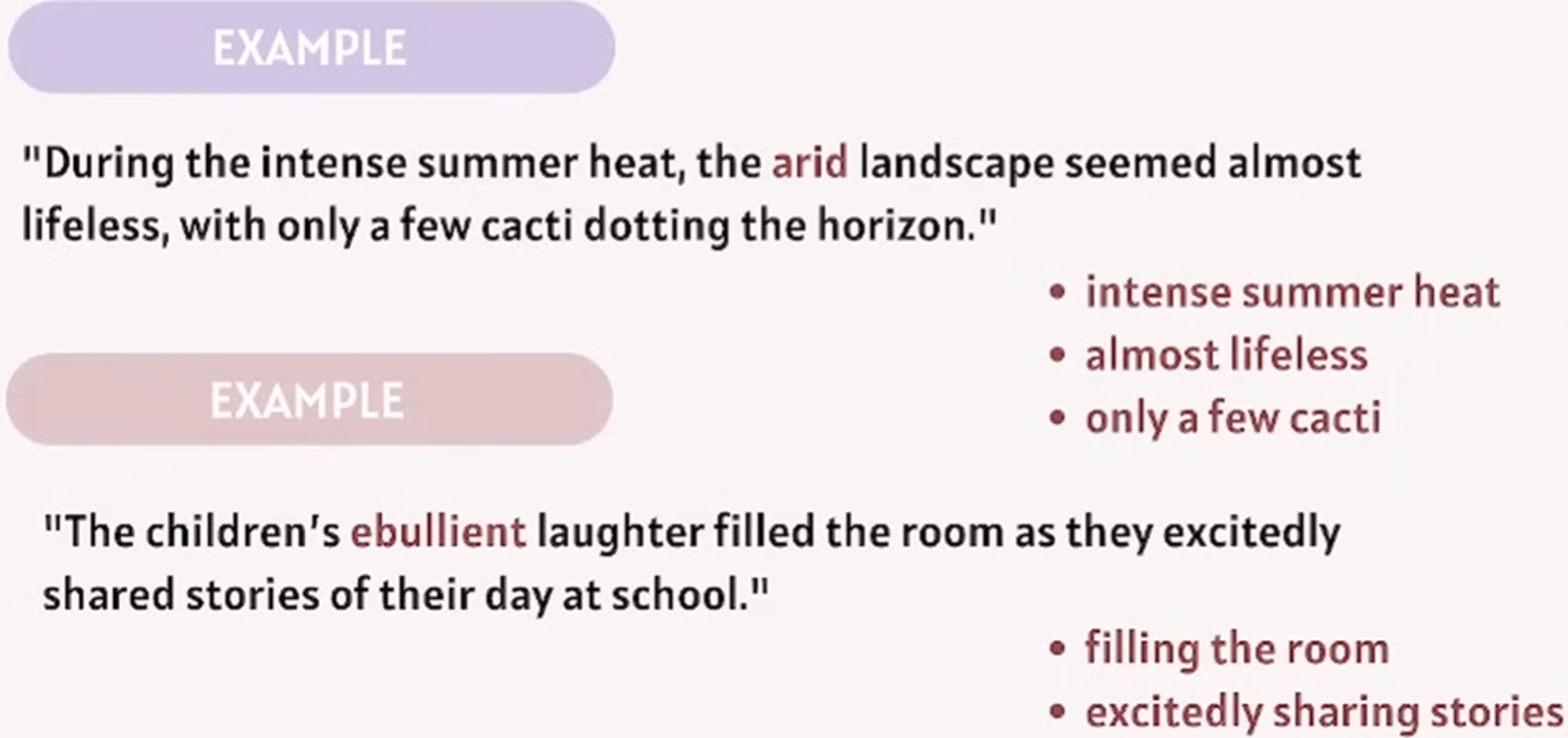 <p>Hints a reader can use to discover the meaning of unfamiliar words or phrases.</p><p>- By looking for word in the context themselves and the sentences around them.</p>