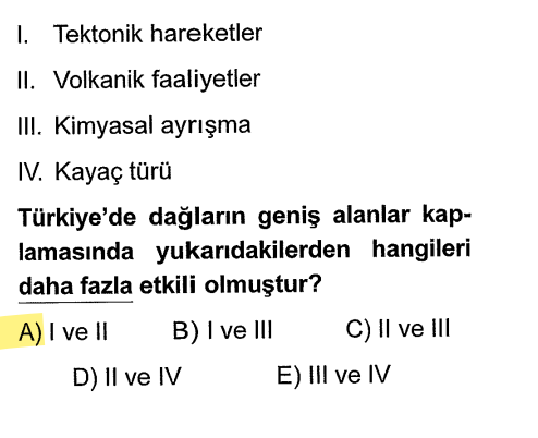 <p><strong>Tektonik hareketler:</strong> Levha hareketleri sonucu kıvrılma ve kırılma (Orojenez).</p><p><strong>Volkanik faaliyetler:</strong> Magmanın yüzeye çıkıp birikmesi.</p>