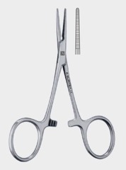 <p>Clamping blood vessels or tissue.</p>