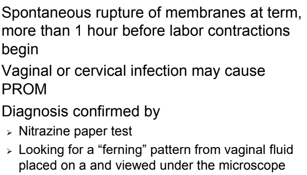 <p><strong>more than</strong> <strong>1 hour before</strong> labor contractions begin </p>