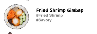 <p>Contains fried shrimp: seasoned rice, dried seaweed, carrot, cucumber, pickled yellow radish, and burdock root.</p>