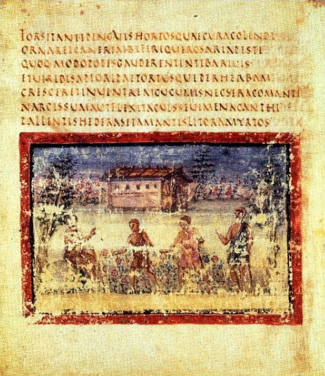 <p>Old Gardener of Corycus, Vatican Virgil, early 3rd c. </p>