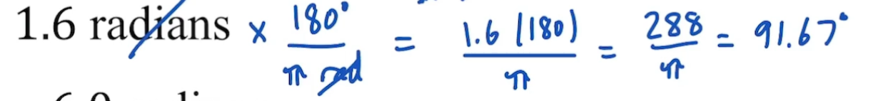 <p>ALWAYS DIVIDE BY PI RADIANS</p>