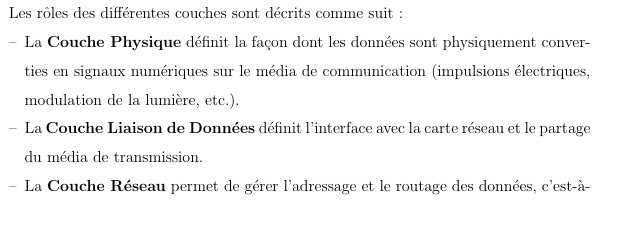 <img src="https://assets.knowt.com/user-attachments/5d95bcb9-9470-46bc-b191-7d2480ee3796.png" data-width="100%" data-align="center" alt="knowt flashcard image"><p> A 7-layer conceptual framework for understanding network communication. (Modèle conceptuel à 7 couches pour comprendre la communication réseau)</p>