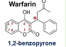 <p>describe class, MOA, chirality of warfarin</p>