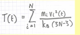 <ul><li><p>this sets the momentum to zero</p></li><li><p>this is summed for all particles in the system to get the temperature</p></li><li><p>not all integration algorithms are reliable estimation of the temperature</p><ul><li><p>we need an integration algorithm to reliably reproduce the temperature</p></li></ul></li></ul><p></p>