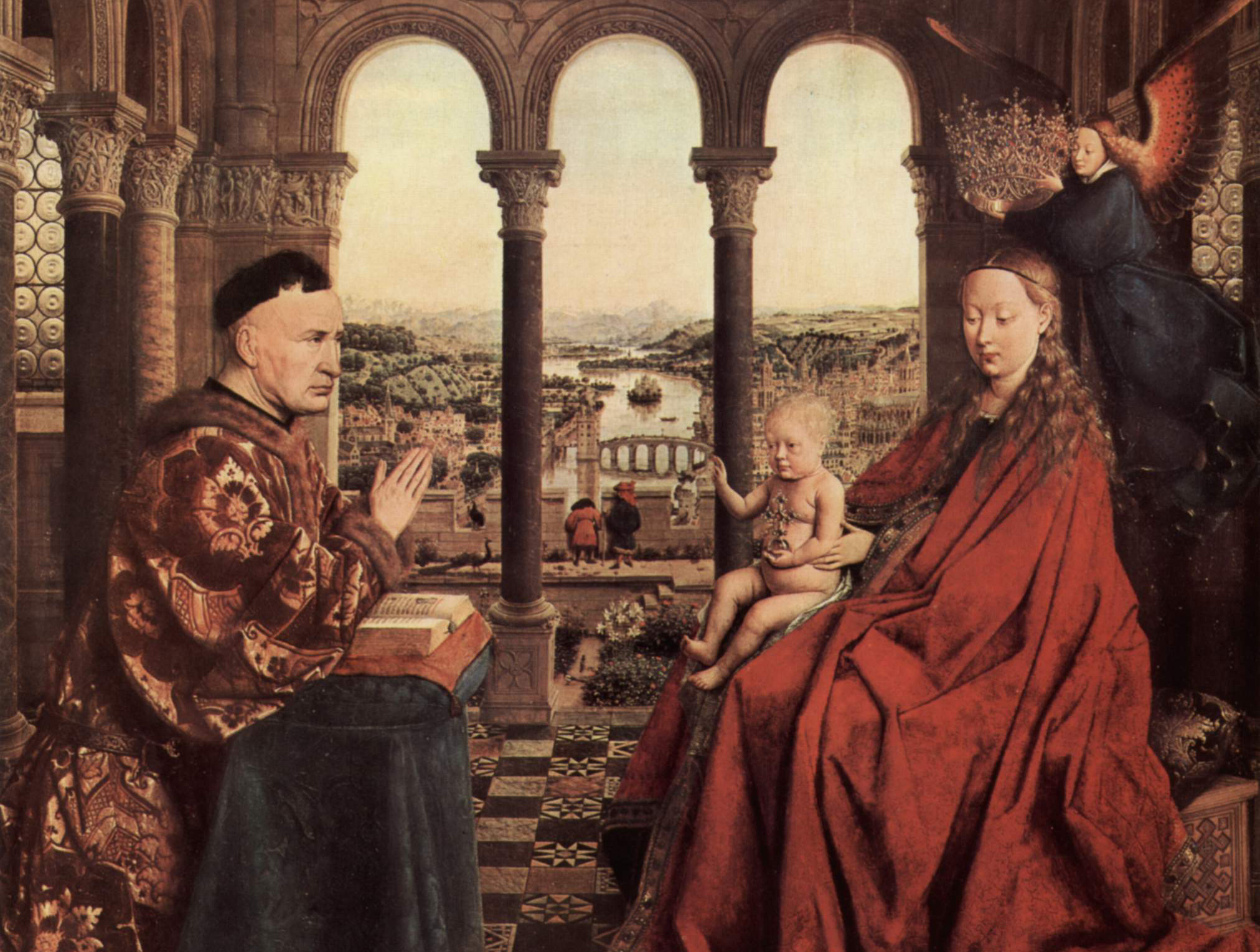 <p>Madonna and Chancellor Rolin by Jan van Eyck</p>