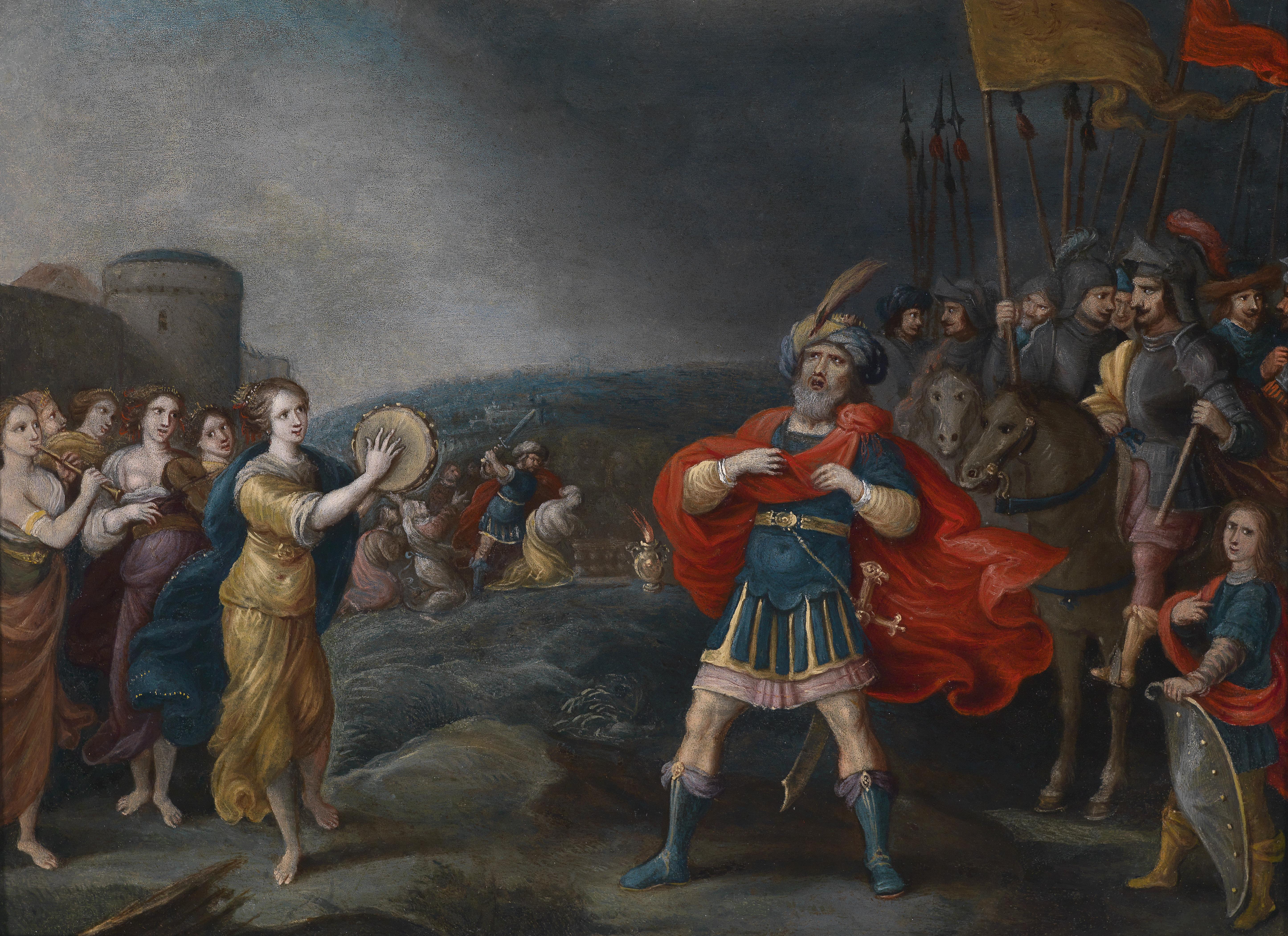 <p><span>Hieronymus Francken III, </span><em>Jephta meeting his daughter, (c. 1650)</em></p>