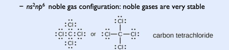 <p>bonding atoms obtain stable electron configurations with eight electrons in the outermost shell</p>