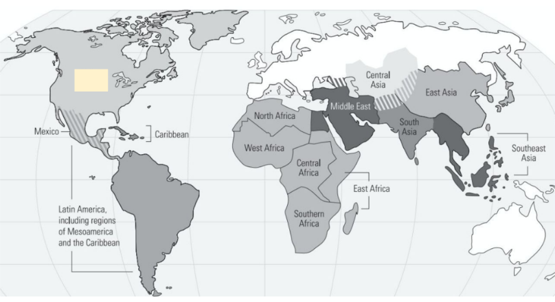<p>What is the covered Region?</p>