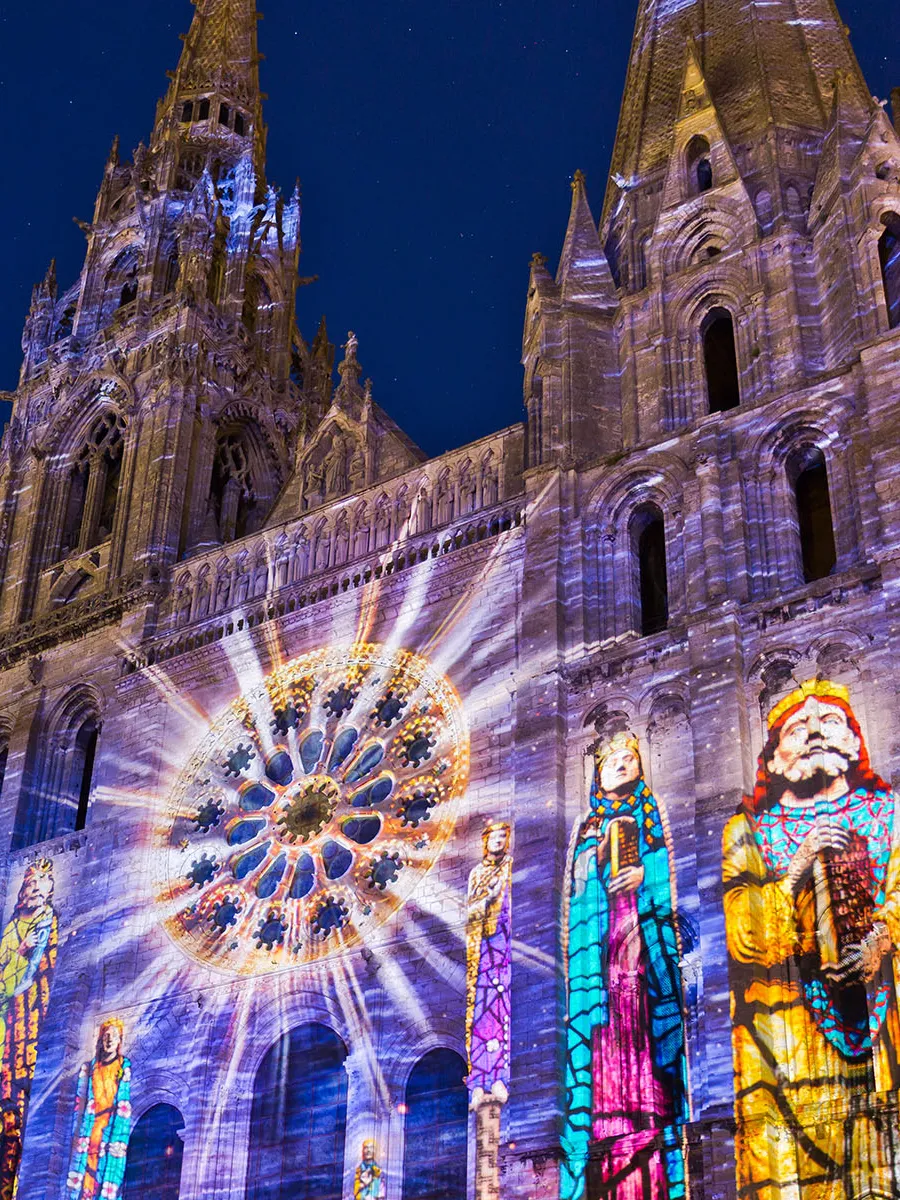 <p>Gothic cathedral; height, light, stained glass.</p>