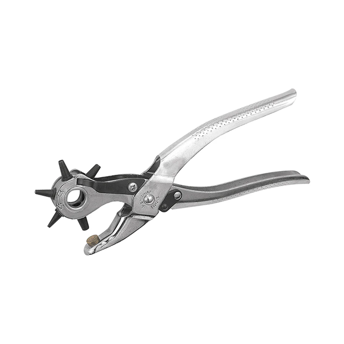 <p>Hand-operated tool with opposing handles designed to create clean holes in soft materials such as leather, rubber, and similar materials.</p>