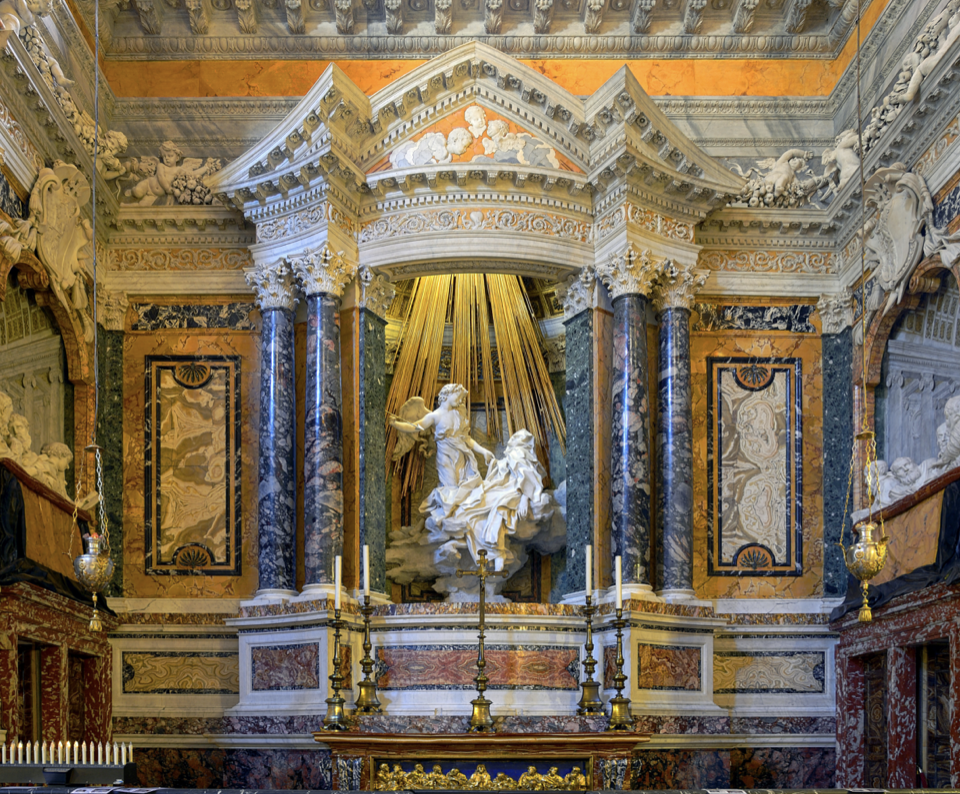 <p><span>Gianlorenzo Bernini<em>: Szent Teréz extázisa</em>, Róma, Santa Maria della Vittoria, Cornaro kápolna.</span></p>