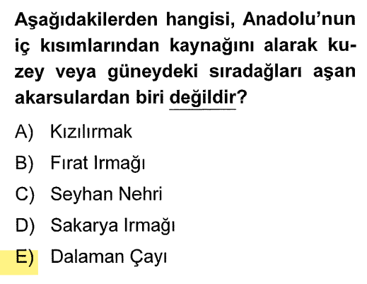 <p>Kızılırmak, Sakarya, Seyhan ve Fırat; Anadolu'nun içinden doğar ve denize ulaşmak için Torosları veya Kuzey Anadolu Dağları'nı "yarma vadi" yaparak aşar. <strong>Dalaman Çayı</strong> ise doğrudan Batı Toroslar'ın kıyıya yakın yamacından doğar, büyük bir silsileyi aşmaz.</p>