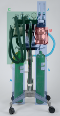<p>Component of the anesthesia machine that delivers the anesthetic and oxygen mixture to the patient and conveys expired gases away from the patient</p>