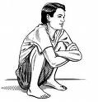 <p>to crouch down</p>