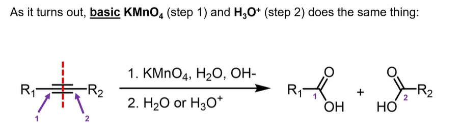<p>Gives two carboxylic acids. </p>