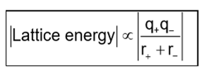 <p>strength of ionic bonds is indicated by the lattice energy. magnitude of lattice energy is dependent on</p><ul><li><p>charges of the ions</p></li><li><p>radii of the ions</p></li></ul><p></p>