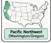 <p>Pacific Northwest (Washington/Oregon) — fishing and salmon culture</p>