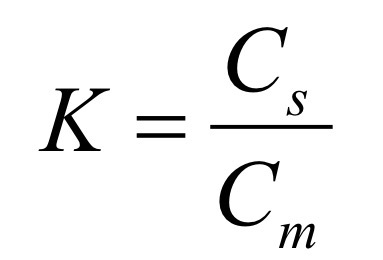 <p><strong><u>K</u></strong>: Conc. of analyte in the Stationary and Mobile Phase</p><p><strong><u>Cs</u></strong><u>:</u> Conc. of analyte in Stationary Phase</p><p><strong><u>Cm</u></strong>: Conc. of analyte in Mobile Phase</p><p></p>
