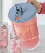 <p>1 Gal. Round Pitcher Washed Blue lid &amp; Clear base</p>