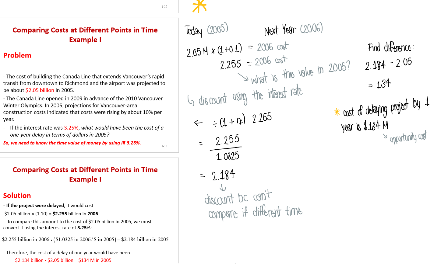 <p>Must adjust by discounting in order to compare between time</p>