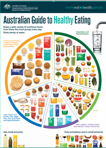 <p><span>-Guide which visually represents the <strong><u>proportion </u></strong>of the five food groups recommended for consumption each day.</span></p><p class="E1586 x-scope qowt-point-para-430 list-type-buChar" style="text-align: left;"><span>-The Australia Guide to Healthy Eating accompanies the&nbsp;<u>Australian Dietary Guidelines</u>.</span></p>