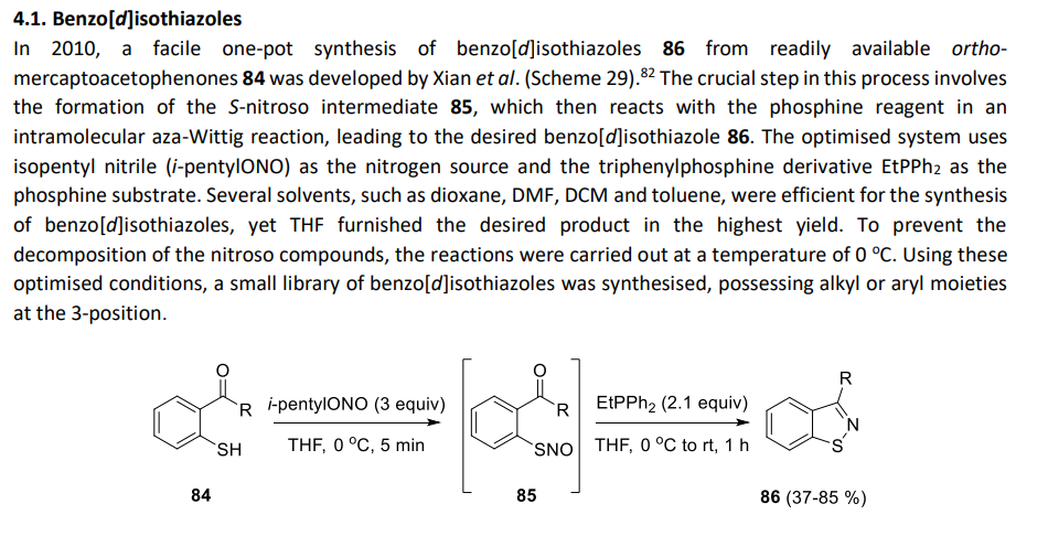 <p>The [d]-fused analogues are usually prepared by oxidative cyclisation of appropriately functionalised aryl precursors. The [c]-fused analogues are more challenging and much less reported, with only a few examples in the literature. That is why developing access to [c]-fused isothiazoles is synthetically interesting.</p><p></p><p>c-fused example, see isothiazolo[4,3-b]pyridine examples</p>