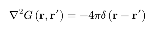 <p>For a point charge, φ = (q/4πε<sub>0</sub>) G(<strong>r, r’</strong>), this is a result of Green’s theorem.</p>