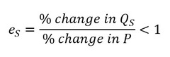 <p>the percentage change in quantity supplied will be less than the percentage change in price</p>