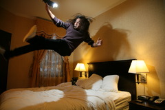<p>overly active; abnormally busy</p>