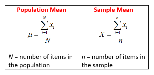 <ul><li><p>(average)</p></li><li><p>sum of all results divided by number of results</p></li><li><p>The mean had information from all of your data set</p></li></ul><p></p>