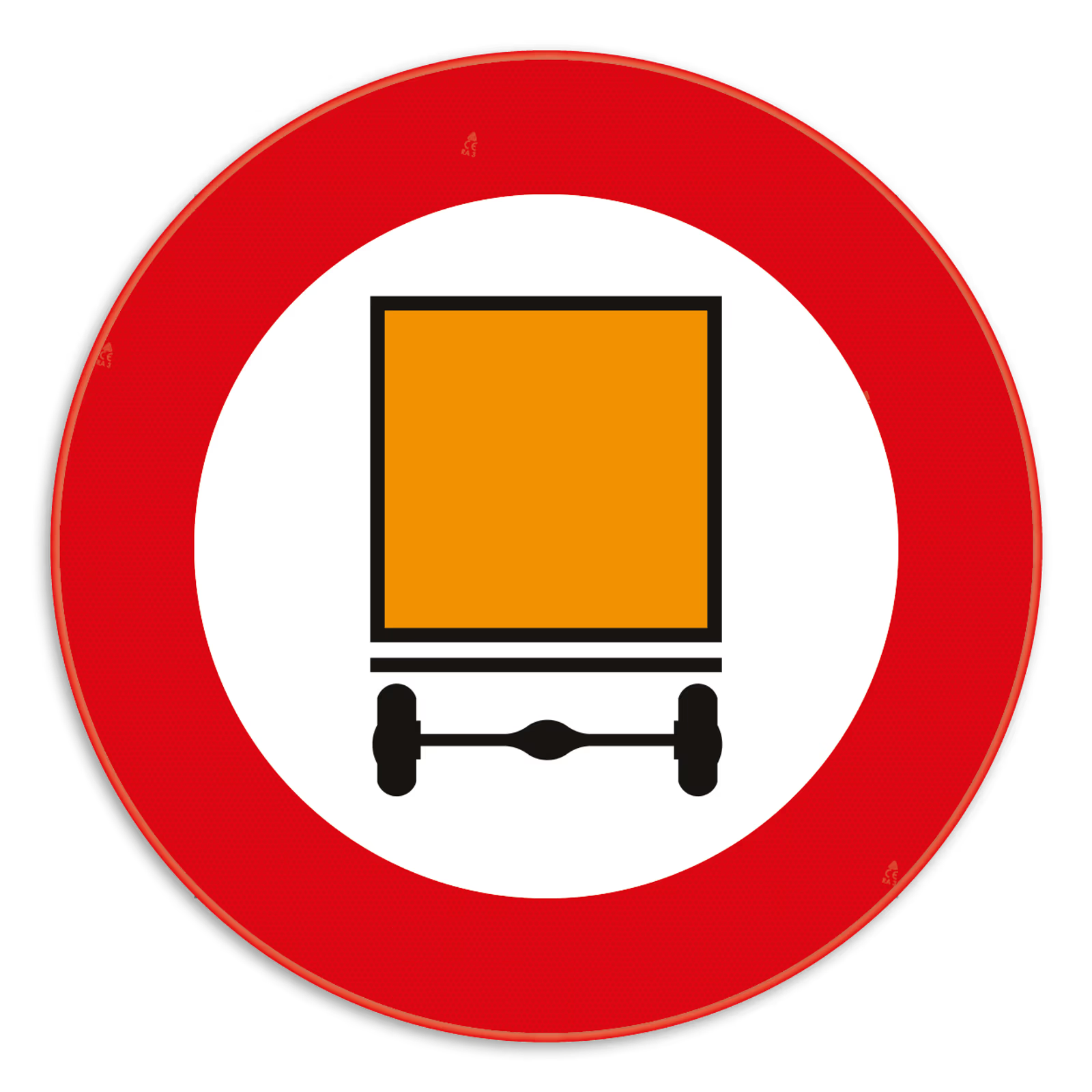 <p>Wat betekent het bovenste verkeersbord?</p><ul><li><p>Verboden toegang voor vrachtverkeer.</p></li><li><p>Verboden toegang voor voertuigen met verontreinigende stoffen.</p></li><li><p>Verboden toegang voor voertuigen met ontvlambare of ontplofbare stoffen.</p></li><li><p>Verboden toegang voor voertuigen met gevaarlijke goederen.</p></li></ul><p></p>
