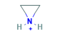 <p>aziridinium (look for triangle)</p>
